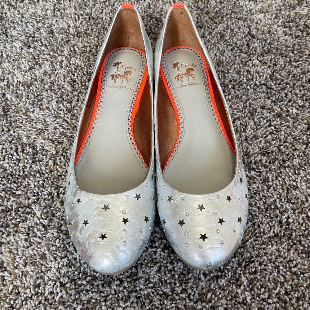 Circus By Sam Edelman ALEA Slip On Ballet Flats Stars Soft Silver US Size 8M